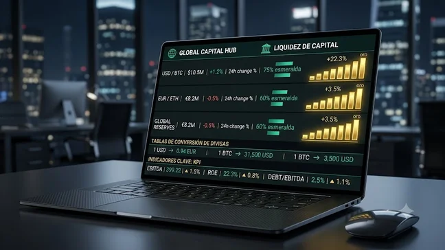 Elegante interfaz de una plantilla de Excel abierta mostrando registros contables de arbitraje P2P con gráficos y detalles dorados